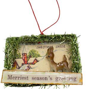 Handmade Winter Wonderland Deer Winter Scene Matchbox Ornament Christmas